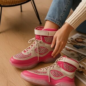 Cape Robbin Stylish Pink Women's Sneakers